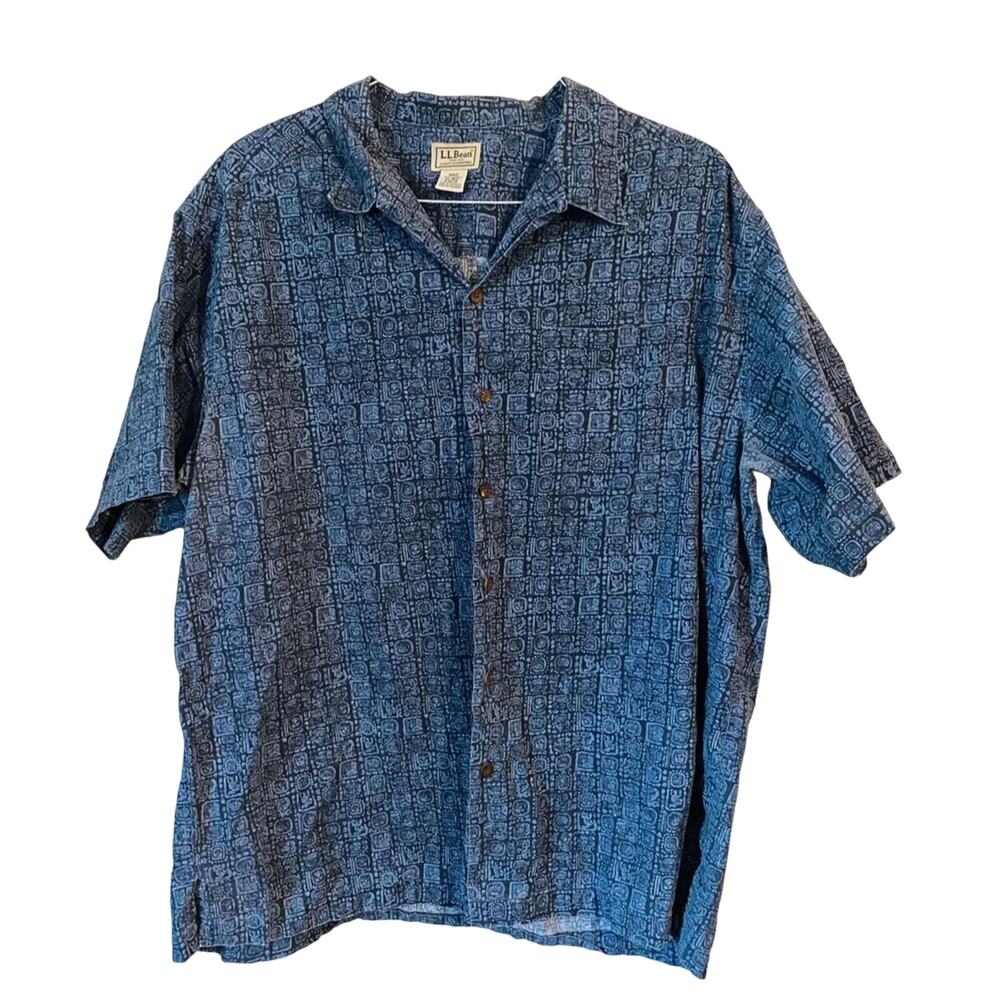 LL BEAN Tropics Button Up Shirt Shirt Tiki Vacation Dad Size XL